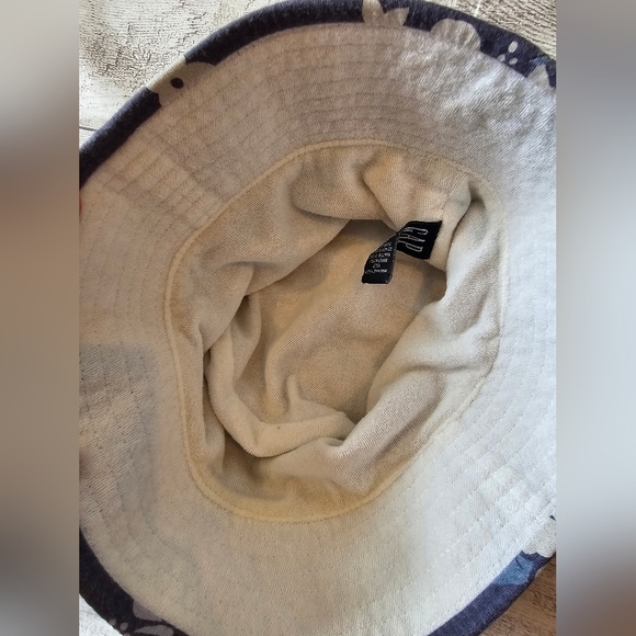 Gap Vintage Y2K Blue Tropical Floral Print Bucket Hat Size S/M Adult Terry Cloth - Picture 5 of 5